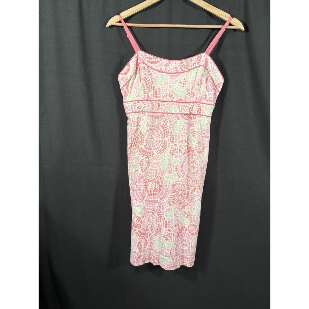 Vineyard Vines Mini Floral Mosaic Print Pink Sun Dress Spaghetti Strap Size 2